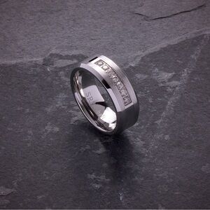 Cobalt Chromium Polished & Brushed 7 Diamond 8mm Wedding Band Ring | Sizes 7-10
